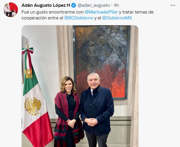 Adán Augusto se reúne con la gobernadora Marina del Pilar